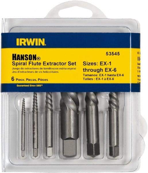 Irwin - Bolt Extractor Sets - MP #1,2,3,4,5,6 6PC SCREW EXTRACTOR SET - Top Tool & Supply