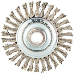 Norton - 4" OD, 5/8-11 Arbor Hole, Stringer Bead Stainless Steel Wheel Brush - Top Tool & Supply