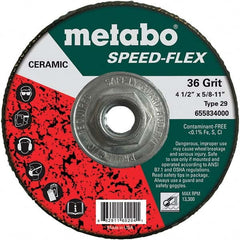 Metabo - 4-1/2" Diam, 5/8-11 Hole, 36 Grit Ceramic Alumina Fiber Disc - Top Tool & Supply