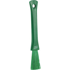 Vikan - 2-1/4" Bristle Length, Polyester Detail Brush - 1-1/4" Long x 0.4" Wide Head, 8.07" OAL, Ergonomic Handle, Green, Polypropylene Block - Top Tool & Supply