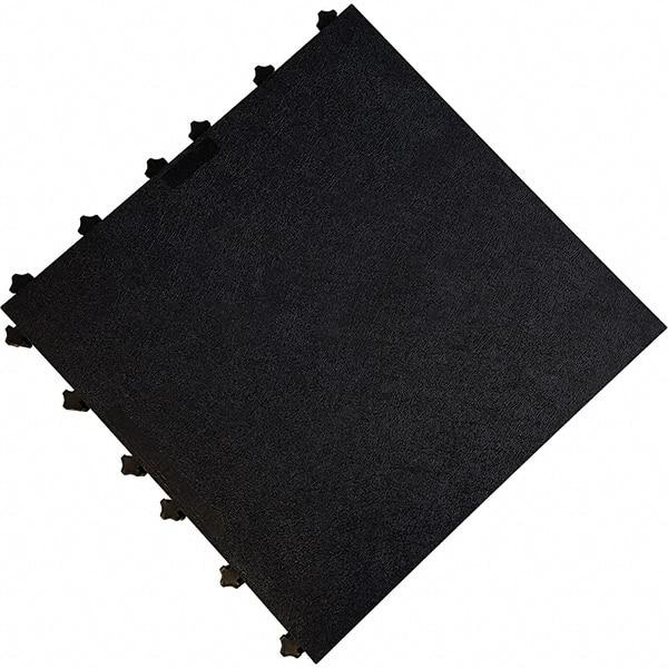 Ergo Advantage - 18" Long x 18" Wide x 1" Thick, Anti-Fatigue Modular Matting Anti-Fatigue Flooring - 2 Interlocking Sides, Black, For Dry Areas - Top Tool & Supply