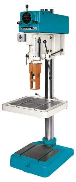 Clausing - 20" Swing, Step Pulley Drill Press - Variable Speed, 3/4 to 1-1/2 hp, Three Phase - Top Tool & Supply