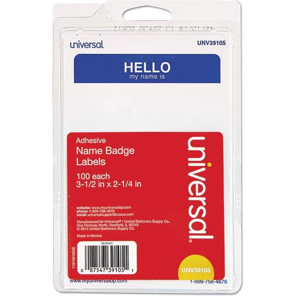 UNIVERSAL - Labels, Ribbons & Tapes Type: Badges Color: White/Blue - Top Tool & Supply