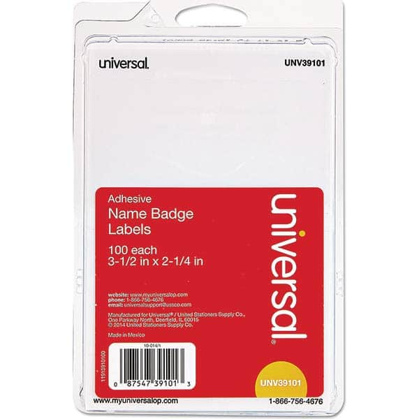 UNIVERSAL - Labels, Ribbons & Tapes Type: Badges Color: White - Top Tool & Supply