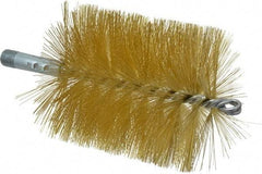 Schaefer Brush - 4-1/2" Brush Length, 4" Diam, Double Stem, Single Spiral Tube Brush - 8" Long, Brass, 1/4" NPSM Male Connection - Top Tool & Supply