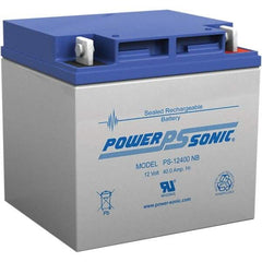 Power-Sonic - Lead-Acid, Nut/Bolt Terminal, 12 Volt, 40 Amp, Lead Rechargeable Battery - 7.5mm Hole Diam, 6mm Tab Thickness, 6-1/2" Wide x 6.69" High x 7.76" Deep - Top Tool & Supply