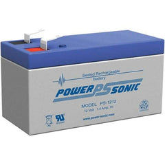 Power-Sonic - Lead-Acid, Quick-Disconnect Tab Terminal, 12 Volt, 1.4 Amp, Lead Rechargeable Battery - 3/16" Tab Width x 0.8mm Tab Thickness, 1.69" Wide x 2.04" High x 3.78" Deep - Top Tool & Supply