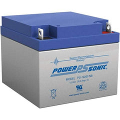 Power-Sonic - Lead-Acid, Nut/Bolt Terminal, 12 Volt, 26 Amp, Lead Rechargeable Battery - 5mm Hole Diam, 2mm Tab Thickness, 6.97" Wide x 4.92" High x 6.56" Deep - Top Tool & Supply