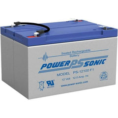 Power-Sonic - Lead-Acid, Quick-Disconnect Tab Terminal, 12 Volt, 12 Amp, Lead Rechargeable Battery - 3/16" Tab Width x 0.8mm Tab Thickness, 4" Wide x 3.7" High x 5.95" Deep - Top Tool & Supply