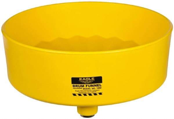 Eagle - 7" High x 18" Diam, Polyethylene, Drum Funnel with Brass Screen - 30 to 55 Gal Drum/Pail Capacity - Top Tool & Supply