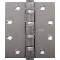 Stanley - 4-1/2" Long x 5" Wide Grade 1 304 Stainless Steel Full Mortise Ball Bearing Commercial Hinge - Top Tool & Supply