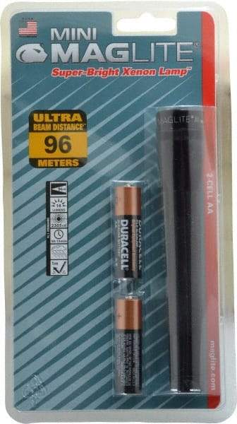 Mag-Lite - Krypton Bulb, 14 Lumens, Mini Flashlight - Black Aluminum Body, 2 AA Alkaline Batteries Included - Top Tool & Supply