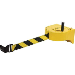 Tensator - 5-1/2" High x 8-1/2" Long x 9" Wide Retractable Barrier Belt - Yellow Powdercoat Finish, Yellow, Use with Wall Mount - Top Tool & Supply