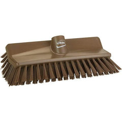 Vikan - 1-1/2" Bristle Length, Polyester Cleaning & Finishing Brush - 9-5/8" Long x 5" Wide Head, 9.6" OAL, Brown, Polypropylene Block - Top Tool & Supply