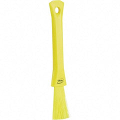 Vikan - 2-1/4" Bristle Length, Polyester Detail Brush - 1-1/4" Long x 0.4" Wide Head, 8.07" OAL, Ergonomic Handle, Yellow, Polypropylene Block - Top Tool & Supply