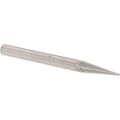 M.A. Ford - 1/8" Cut Diam, 1/8" Shank Diam, Cone Head Double Cut Burr - Carbide, Point End, 7/16" LOC, 1-1/2" OAL - Top Tool & Supply