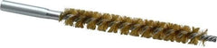 Schaefer Brush - 4" Brush Length, 1/2" Diam, Double Stem, Single Spiral Tube Brush - 6-1/4" Long, Brass, 12-24 Female Connection - Top Tool & Supply