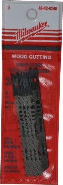 Milwaukee Tool - 3-1/8" Long, 8 Teeth per Inch, High Carbon Steel Jig Saw Blade - Toothed Edge, 0.2188" Wide x 0.043" Thick, U-Shank - Top Tool & Supply