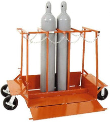 Made in USA - 1,500 Lb Capacity 42" OAH Cylinder Truck - Push Handle, Steel - Top Tool & Supply