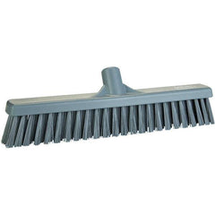 Vikan - 16" Fine Particle Polyester Push Broom - 2" Bristle Length, Plastic Block, European Threaded Handle Connection, Handle Sold Separately - Top Tool & Supply