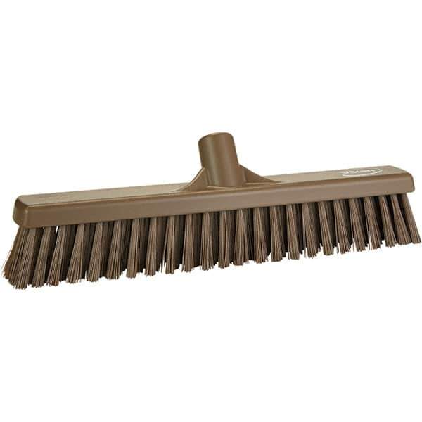 Vikan - 16" Fine Particle Polyester Push Broom - 2" Bristle Length, Plastic Block, European Threaded Handle Connection, Handle Sold Separately - Top Tool & Supply