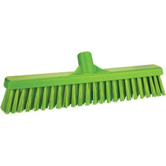 Vikan - 16" Fine Particle Polyester Push Broom - 2" Bristle Length, Plastic Block, European Threaded Handle Connection, Handle Sold Separately - Top Tool & Supply