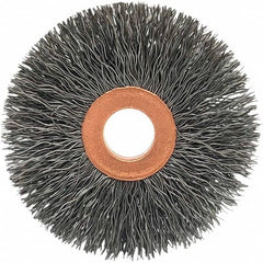 Brush Research Mfg. - 2-1/2" OD, 1/2" Arbor Hole, Crimped Stainless Steel Wheel Brush - Top Tool & Supply