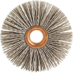 Brush Research Mfg. - 3" OD, 5/8" Arbor Hole, Crimped Abrasive Nylon Wheel Brush - 1/2" Face Width, 1" Trim Length, 20,000 RPM - Top Tool & Supply