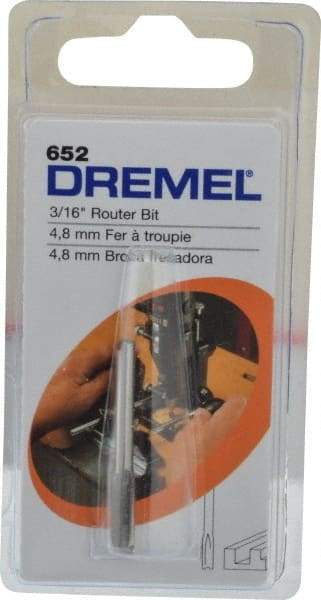 Dremel - 3/16" Diam, 1/8" Shank Diam, Straight Router Bit - 1-13/64" Overall Length, High Speed Steel - Top Tool & Supply