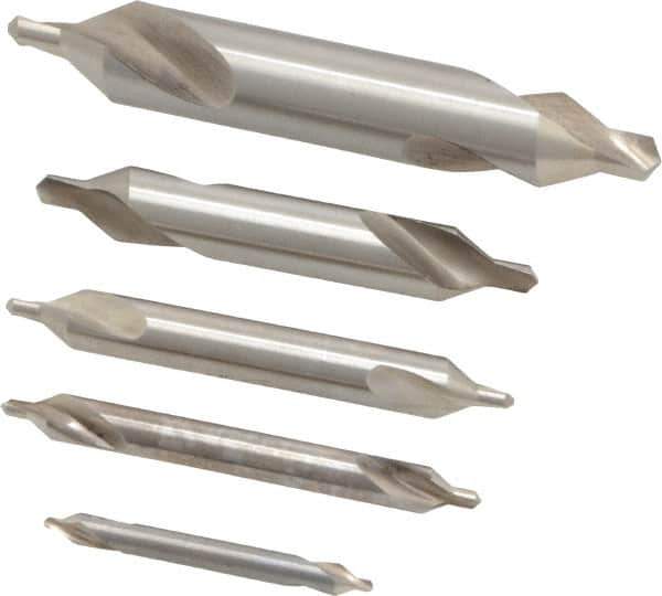 Keo - 5 Piece, #1 to 5, Plain Edge, High Speed Steel Combo Drill & Countersink Set - 60° Incl Angle - Top Tool & Supply