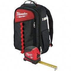 Milwaukee Tool - 22 Pocket Black & Red Ballistic Nylon Backpack Tool Bag - 11" Wide x 7-7/8" Deep x 19-5/8" High - Top Tool & Supply