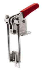 De-Sta-Co - 2,000 Lb Capacity, Vertical, U Hook, Flanged Base, Stainless Steel Pull Action Latch Clamp - 2.46" Drawing Movement, 5.77" OAL, Threaded U Hook, Straight Handle - Top Tool & Supply