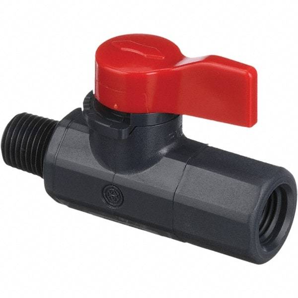 Asahi/America - 1/4" Pipe, Full Port, PVC Ball Valve - 1 Piece, MNPT x FNPT Ends, Tee Handle, 150 WOG - Top Tool & Supply