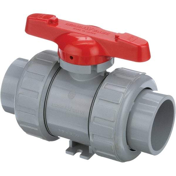 Asahi/America - 4" Pipe, Standard Port, CPVC True Union Design Ball Valve - Inline - Two Way Flow, Socket Ends, Tee Handle, 150 WOG - Top Tool & Supply