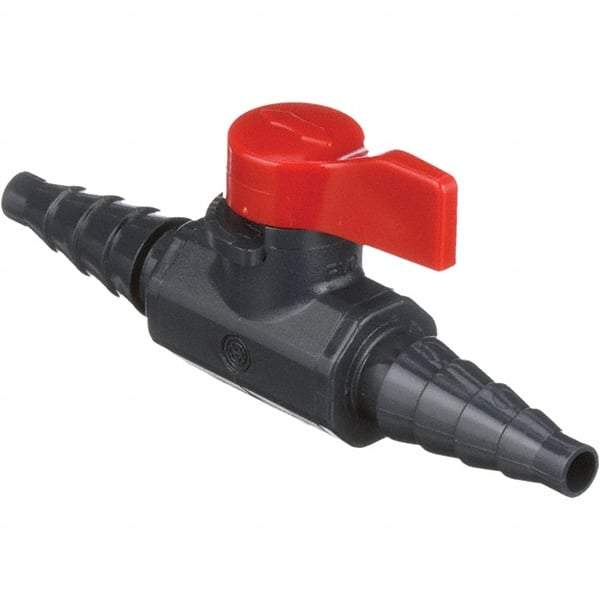 Asahi/America - 1/4" Pipe, Full Port, PVC Ball Valve - 1 Piece, Hose x Hose Ends, Tee Handle, 150 WOG - Top Tool & Supply