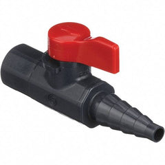 Asahi/America - 1/4" Pipe, Full Port, PVC Ball Valve - 1 Piece, FNPT X Barb Ends, Tee Handle, 150 WOG - Top Tool & Supply