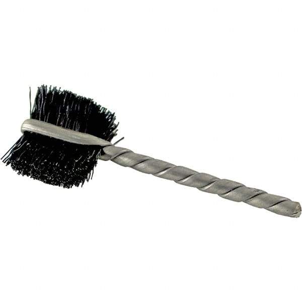 Brush Research Mfg. - 4 Rows x 19 Columns Nylon Scratch Brush - 5-3/4" Brush Length, 13-3/4" OAL, 1 Trim Length, Wood Curved Back Handle - Top Tool & Supply