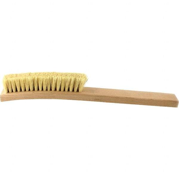 Brush Research Mfg. - 4 Rows x 18 Columns Tampico Scratch Brush - 5-3/4" Brush Length, 13-3/4" OAL, 1 Trim Length, Wood Curved Back Handle - Top Tool & Supply