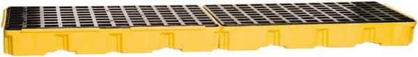 Eagle - 66 Gal Sump, 8,000 Lb Capacity, 4 Drum, Polyethylene Platform - 26-1/4" Long x 103-1/2" Wide x 6-3/4" High, Yellow, Low Profile, Vertical, Inline Drum Configuration - Top Tool & Supply