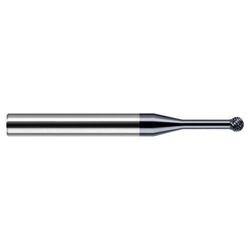 Undercutting End Mills - 0.0310″ (1/32″) Cutter Diameter × 0.0620″ (1/16″) Neck Length × 270° Carbide Deburring Undercut End Mill, 12 RH Teeth, 10 LH Teeth, AlTiN Coated - Exact Industrial Supply