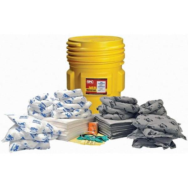 Brady SPC Sorbents - 65 Gal Capacity Oil Only & Universal Spill Kit - 65 Gal Polyethylene Drum - Top Tool & Supply