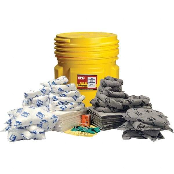 Brady SPC Sorbents - 77 Gal Capacity Oil Only & Universal Spill Kit - 95 Gal Polyethylene Drum - Top Tool & Supply