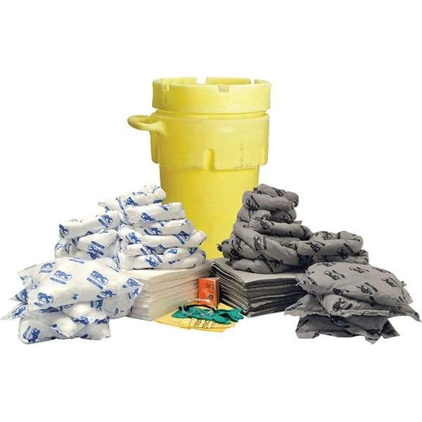 Brady SPC Sorbents - 77 Gal Capacity Oil Only & Universal Spill Kit - 95 Gal Polyethylene Drum - Top Tool & Supply