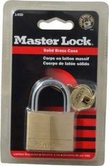 Master Lock - 7/8" Shackle Clearance, Keyed Different Solid Brasss Padlock - 1/4" Shackle Diam, Solid Brass - Top Tool & Supply