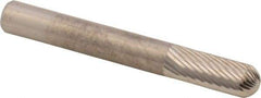 M.A. Ford - 1/4" Cut Diam, 1/4" Shank Diam, Cylinder with Radius Head Double Cut Burr - Carbide, Radius End, 5/8" LOC, 2" OAL - Top Tool & Supply