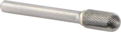 M.A. Ford - 3/8" Cut Diam, 1/4" Shank Diam, Cylinder with Radius Head Double Cut Burr - Carbide, Radius End, 3/4" LOC, 2-3/4" OAL - Top Tool & Supply