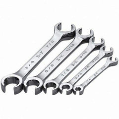 SK - 5 Piece, 1/4 x 5/16 to 3/4 x 7/8", Flare Nut Wrench Set - Inch System of Measurement, Chrome Finish - Top Tool & Supply