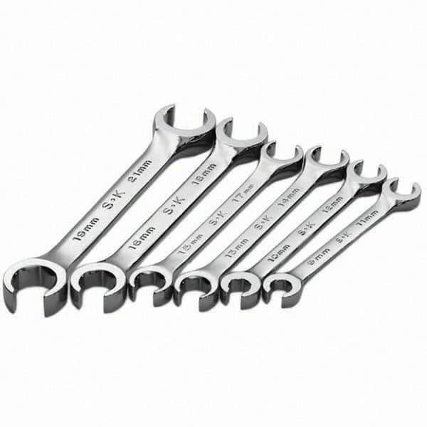 SK - 6 Piece, Flare Nut Wrench Set - Metric System of Measurement, Chrome Finish - Top Tool & Supply