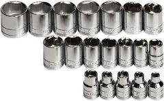 SK - 19 Piece 3/8" Drive Standard Socket Set - 6 Points, 6 to 24mm, Metric Measurement Standard - Top Tool & Supply