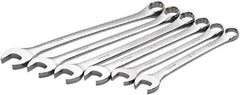 SK - 6 Piece, 25mm to 32mm, 12 Point Combination Wrench Set - Metric Measurement Standard, Full Polish Chrome Finish, Comes in Roll-Up Pouch - Top Tool & Supply